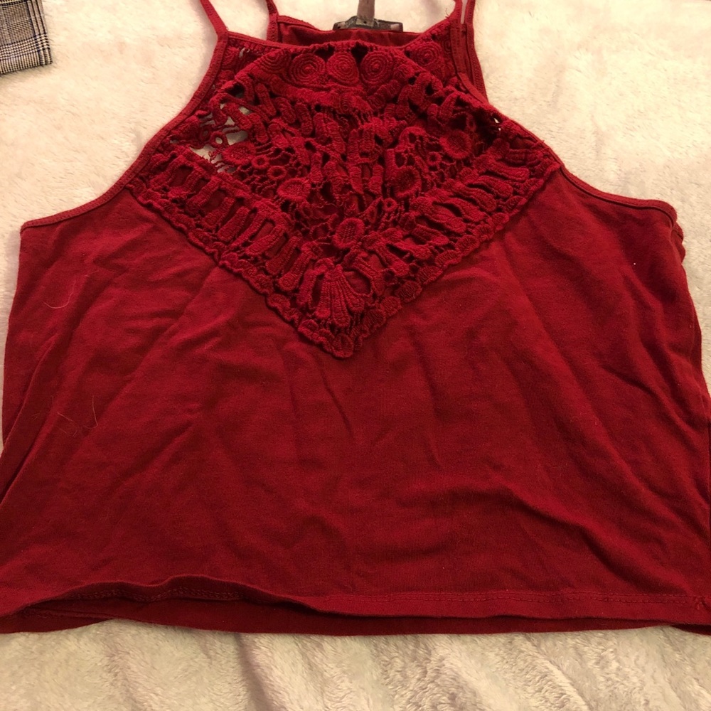 Maroon halter top.